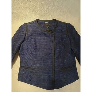 Mary Kay Blazer Jacket Sz 6Blue Black Twinhill Full Zip Business  Vintage